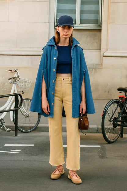 PONCHO VAQUERO CON CAPUCHA: Denim