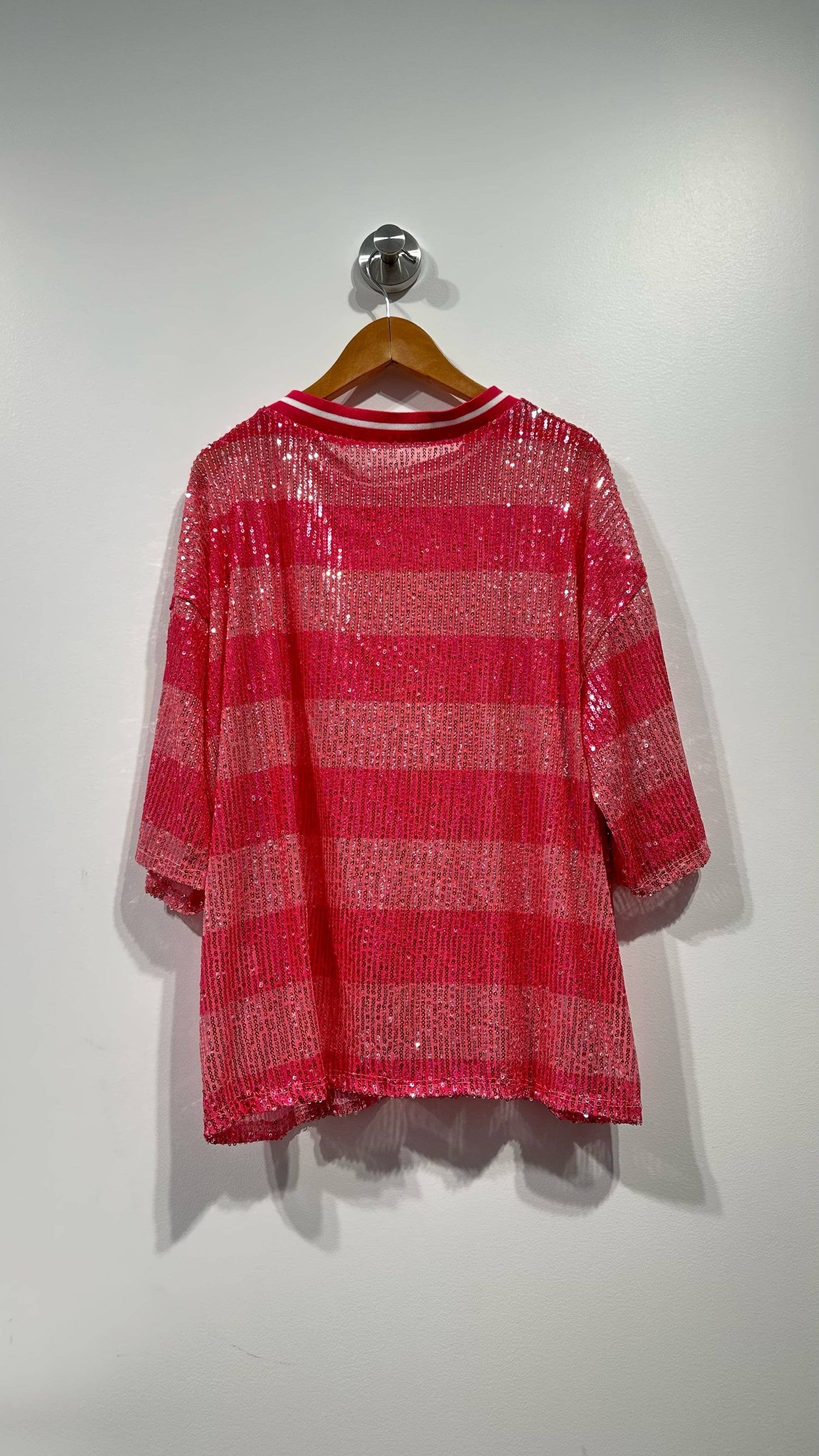 Top a rayas con lentejuelas: Azul celeste / TÚ