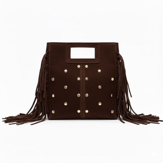 BOLSO MARION ANTE TACHUELAS CHOCOLATE