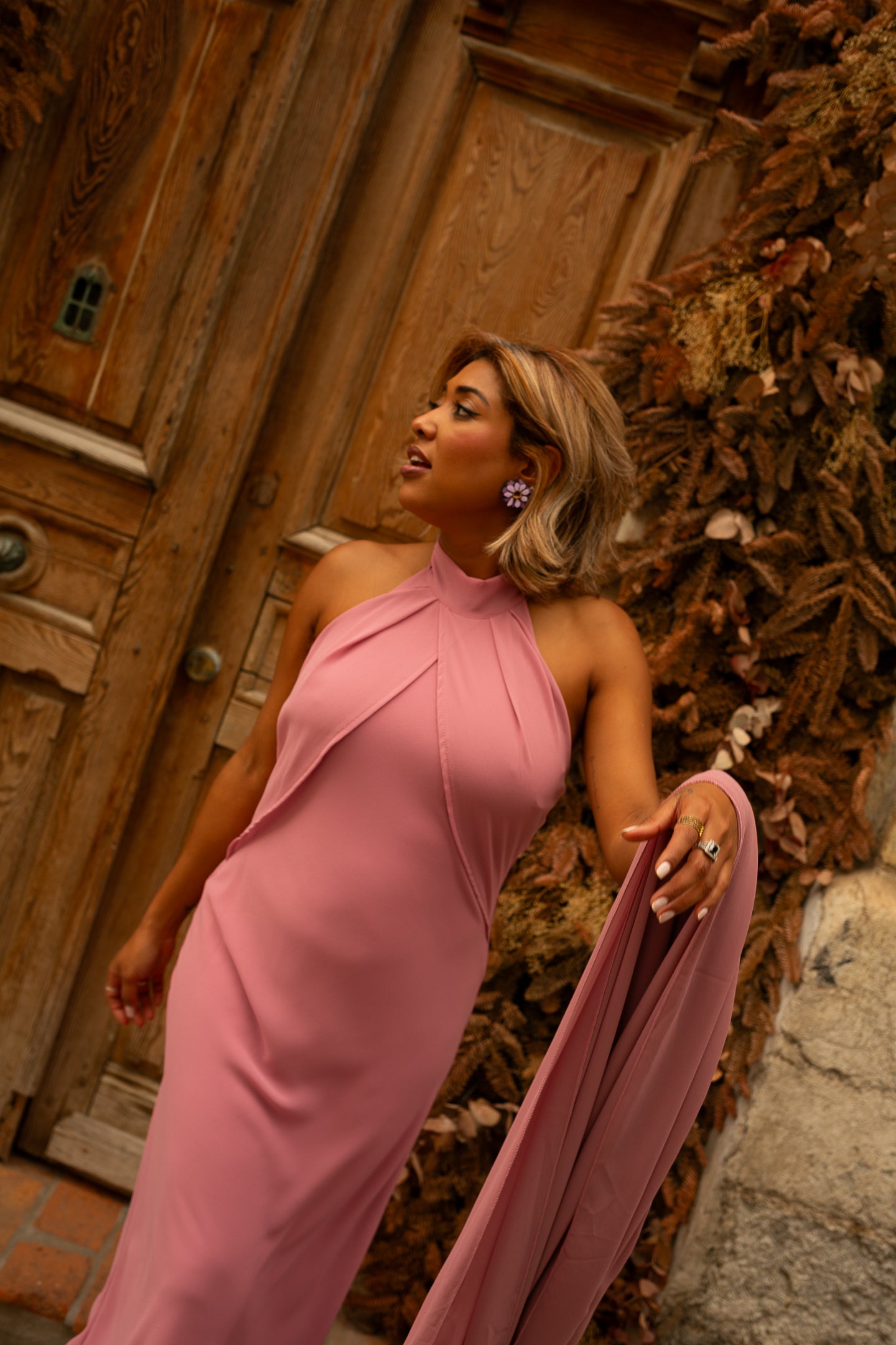 Vestido Halter rosa