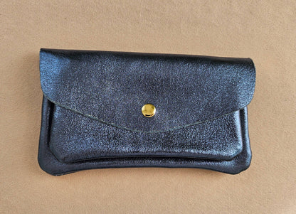 Monedero de cuero de vaqueta con doble bolsillo Canguro
