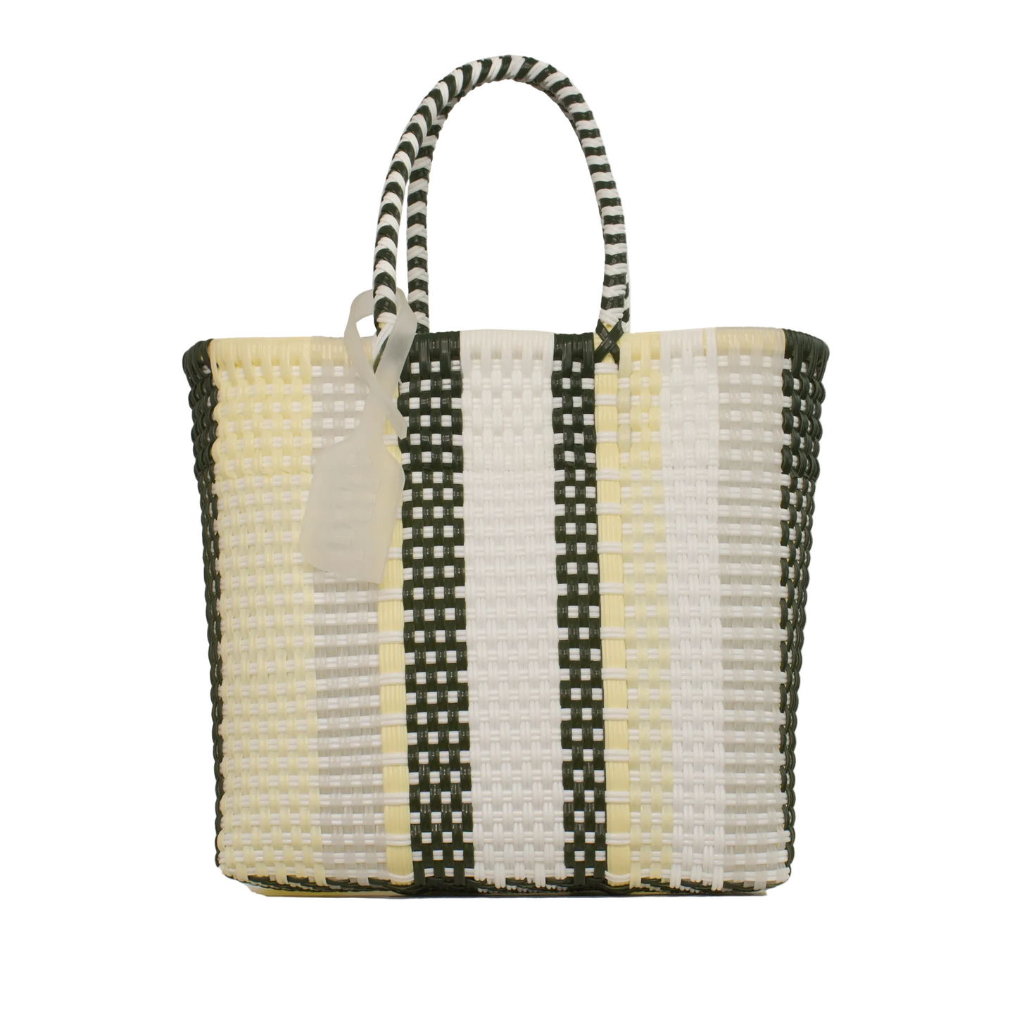 Cesta pequeña de plástico reciclado multicolor verde