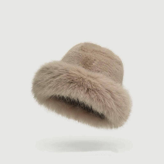 Sombrero de piel sintética de pelo largo: Taupe