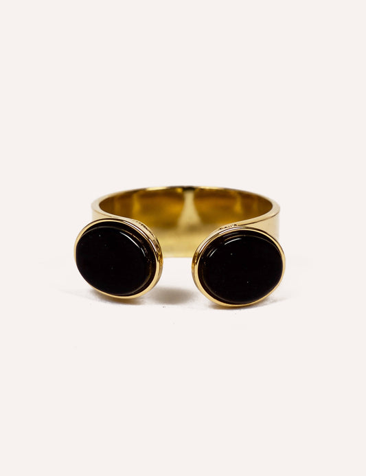 Anillo de acero inoxidable con puntos dobles: Ágata