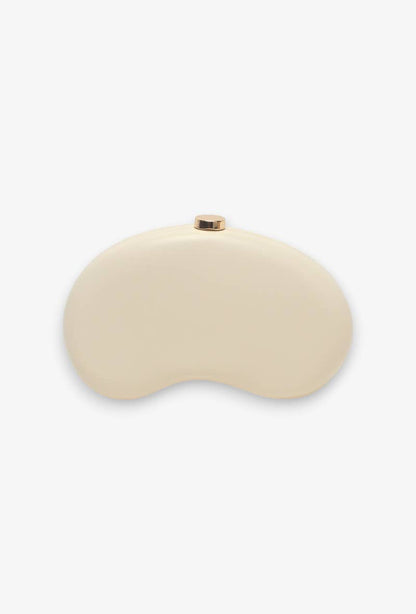 Bolso pochette, rígido, cierre de clip, forma de media luna