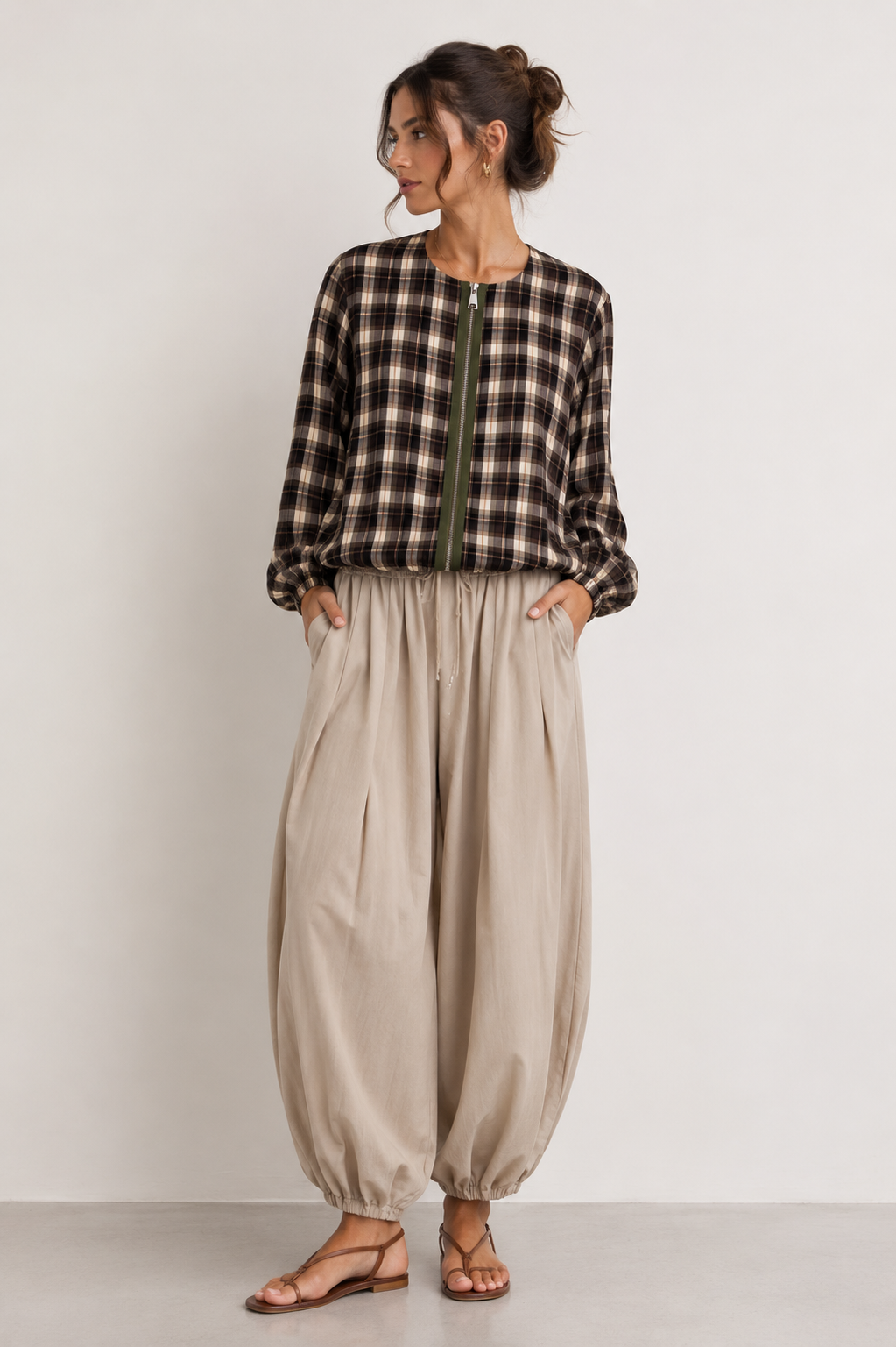 Bomber satinada cuadros