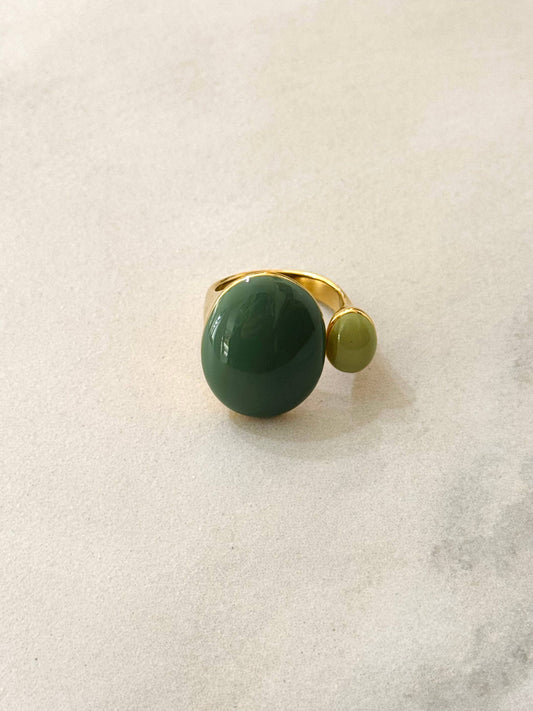 Anillo Morris de acero inoxidable esmaltado: Verde
