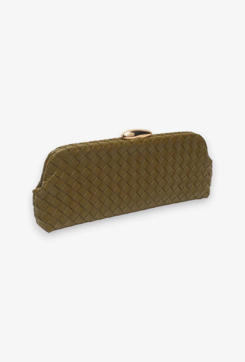 Clutch largo, trenzado, con bandolera de cadena