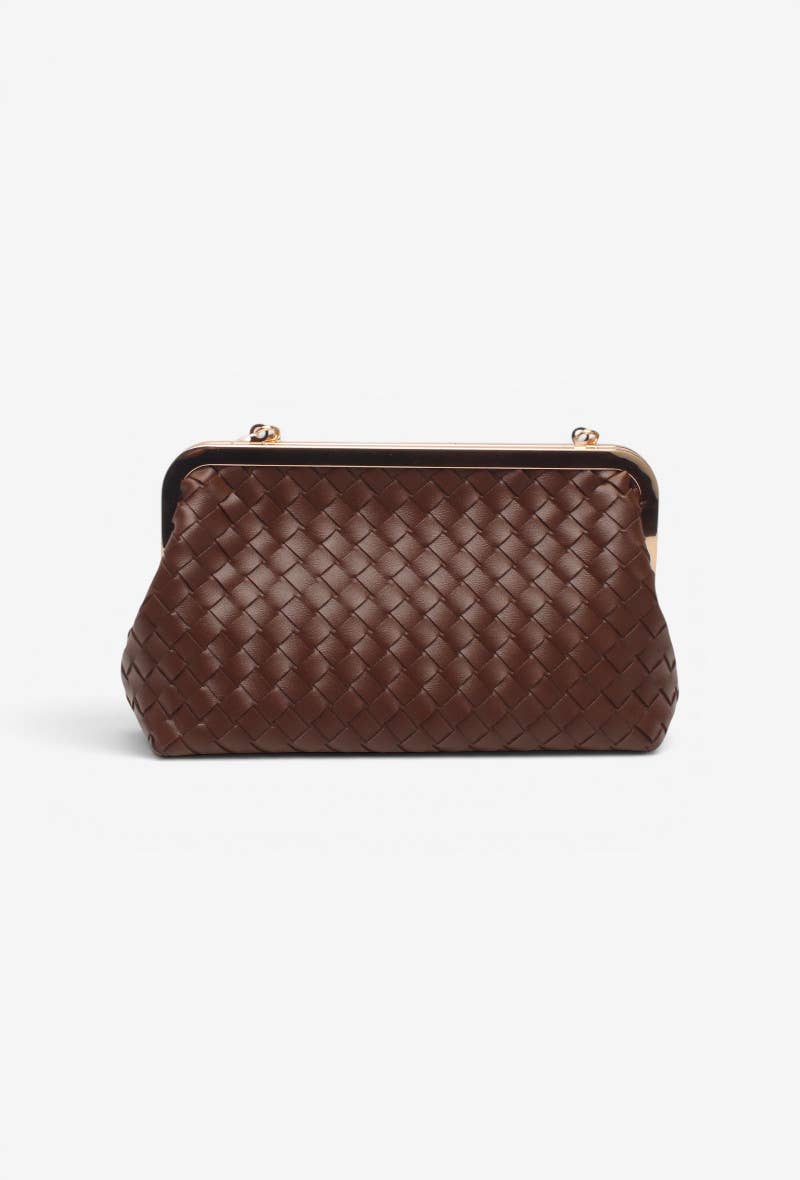 Bolso saco, para llevar al hombro y en la mano, efecto trenzado, cadenita