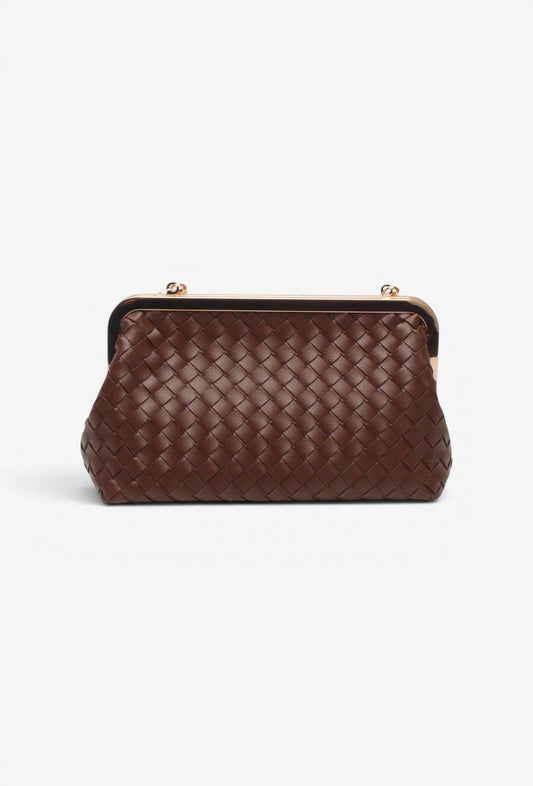 Bolso saco, para llevar al hombro y en la mano, efecto trenzado, cadenita