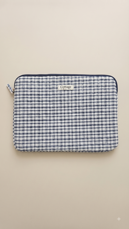 Funda para portátil de algodón: Bouquet coloré taupe