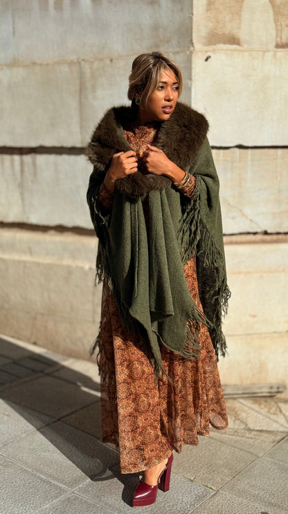 Poncho lana verde