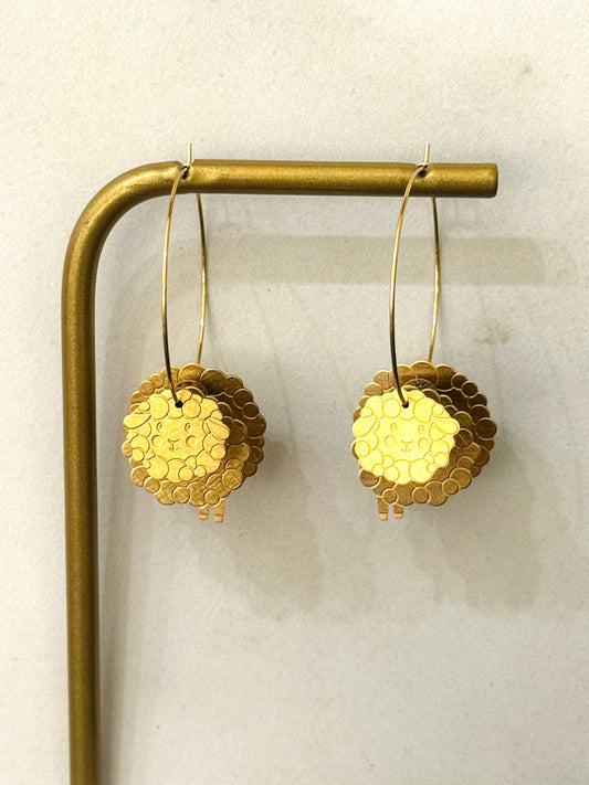 Pendientes de Aro con Ovejas en 3D