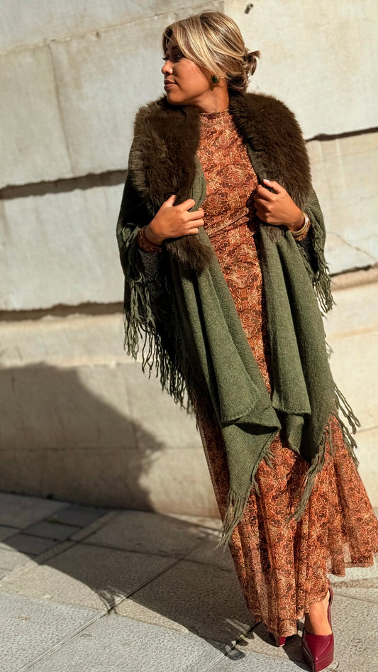 Poncho lana verde