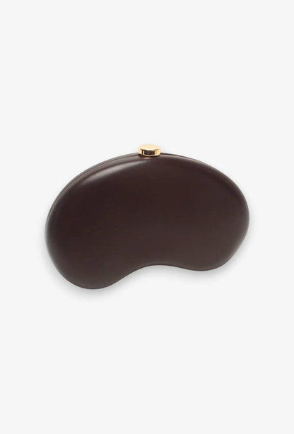 Bolso pochette, rígido, cierre de clip, forma de media luna