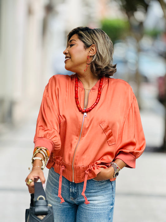 Bomber satinada coral