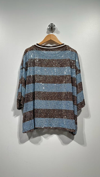 Top a rayas con lentejuelas: Azul / TÚ