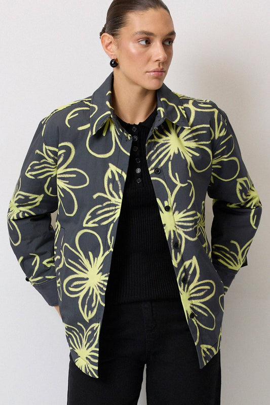 CHAQUETA ACOLCHADA ESTAMPADA: Antracita