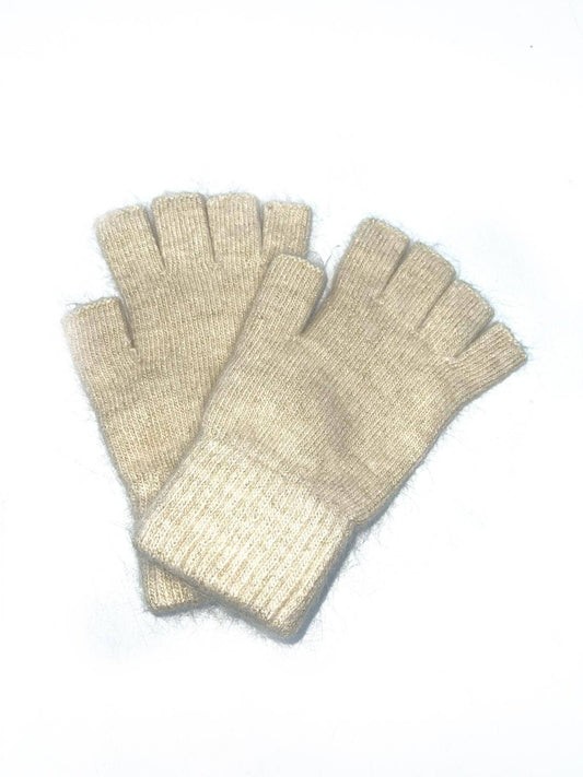 Manopla unisex de lúrex en lana de angora mezclada: Beige