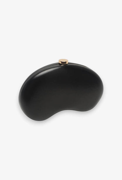 Bolso pochette, rígido, cierre de clip, forma de media luna