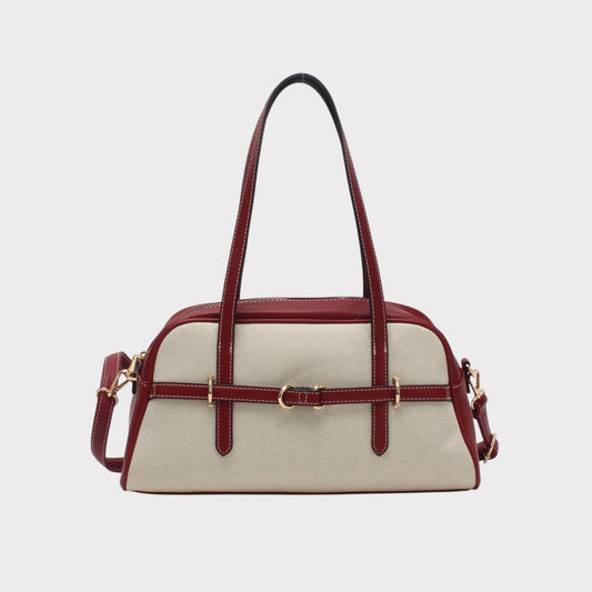 Bolso bandolera largo con hebilla decorativa dorada: Púrpura Roja