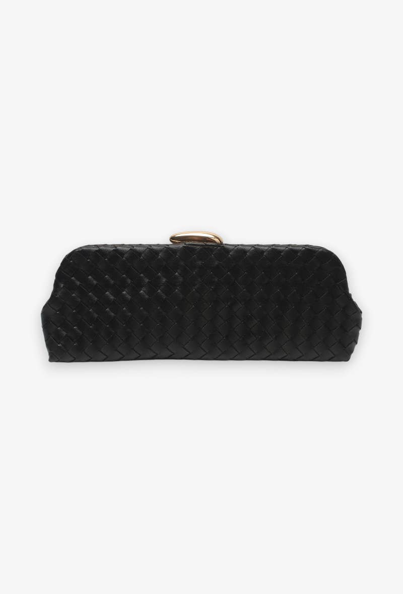 Clutch largo, trenzado, con bandolera de cadena