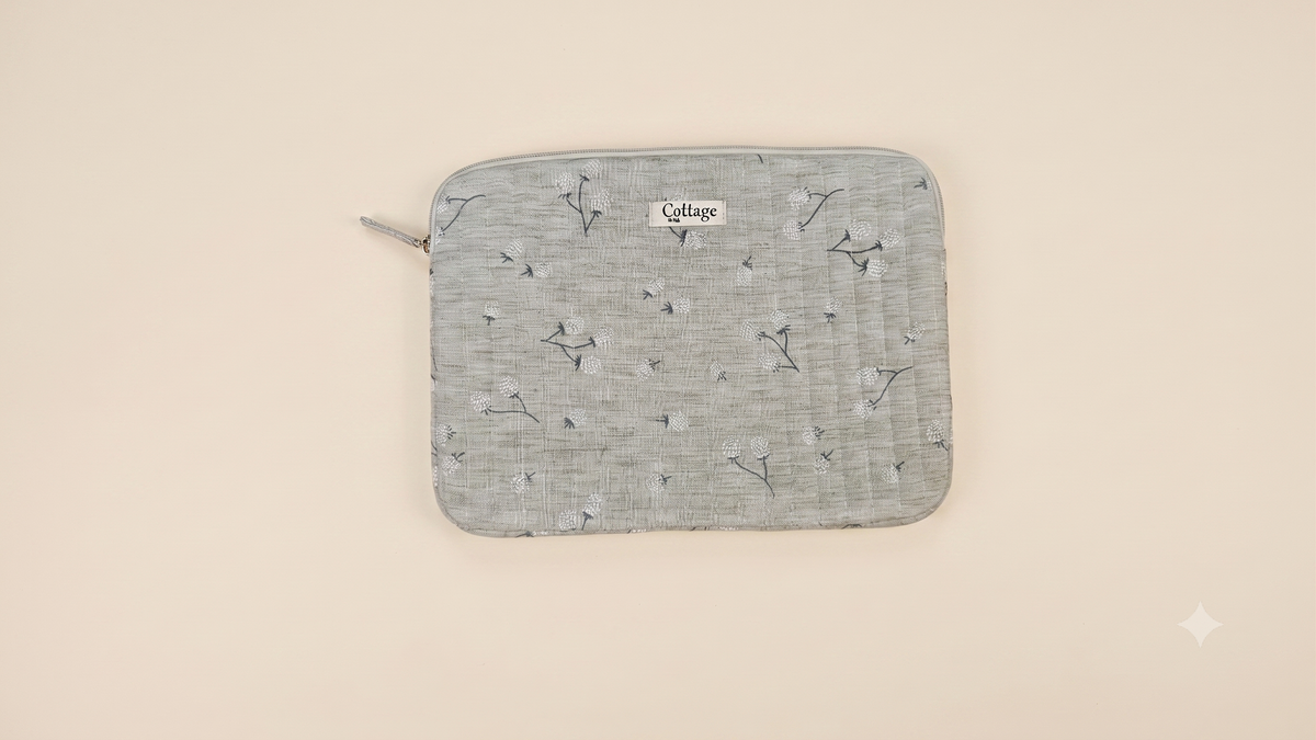 Funda para portátil de algodón: Bouquet coloré taupe