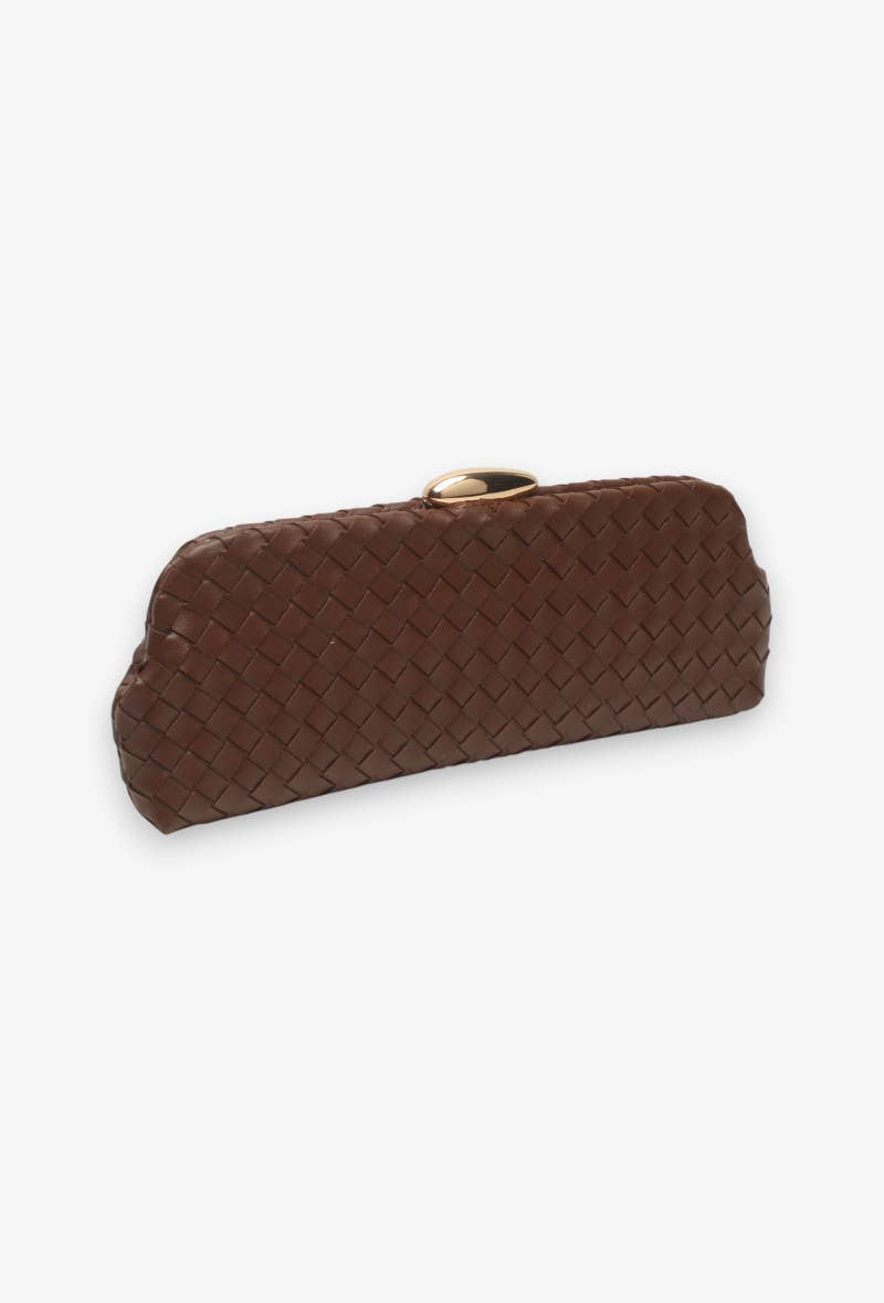 Clutch largo, trenzado, con bandolera de cadena