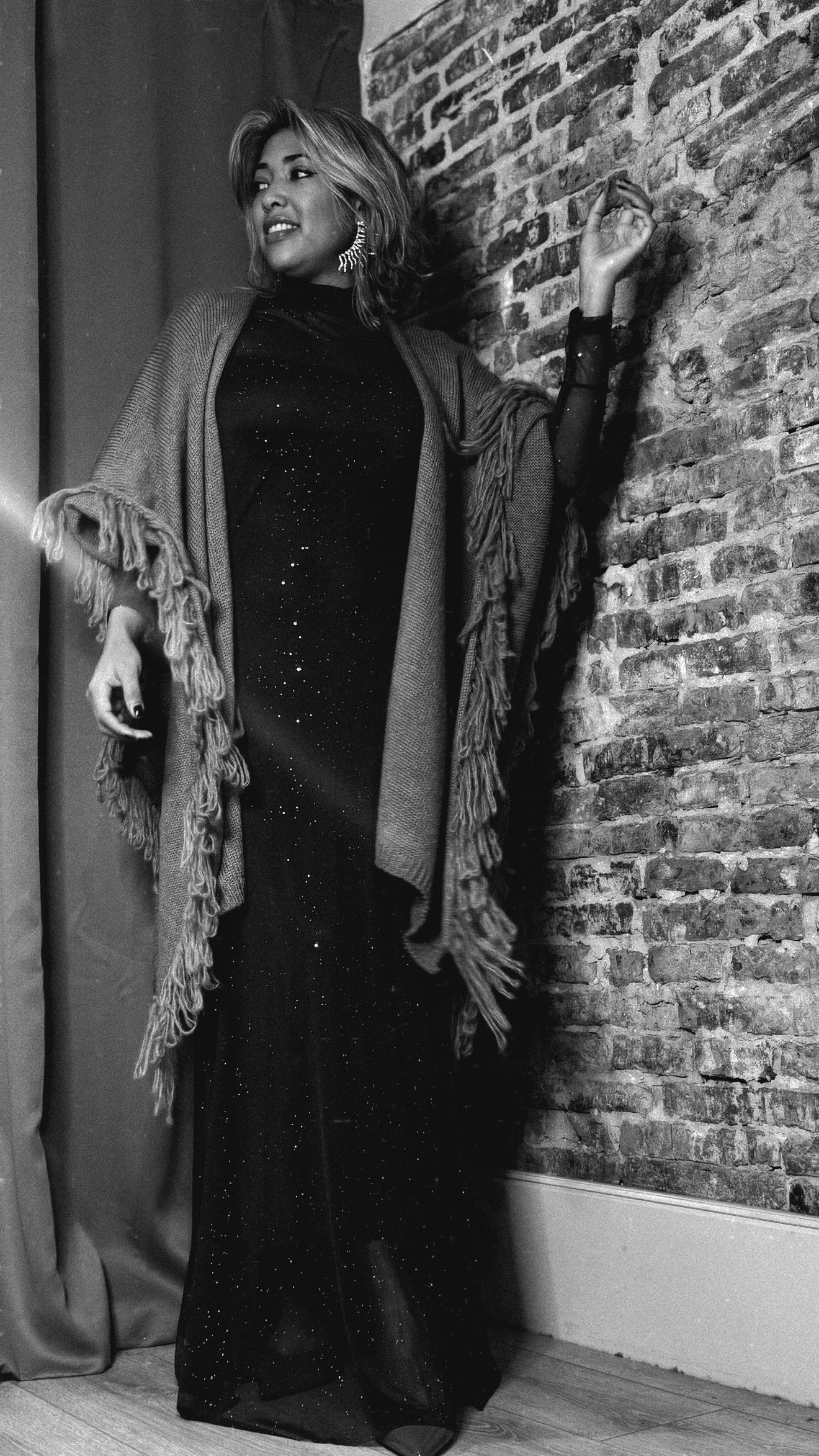 Vestido doble brillo marrón