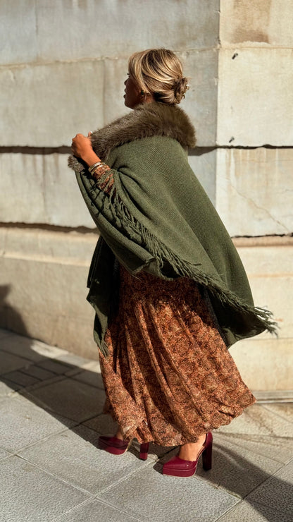 Poncho lana verde