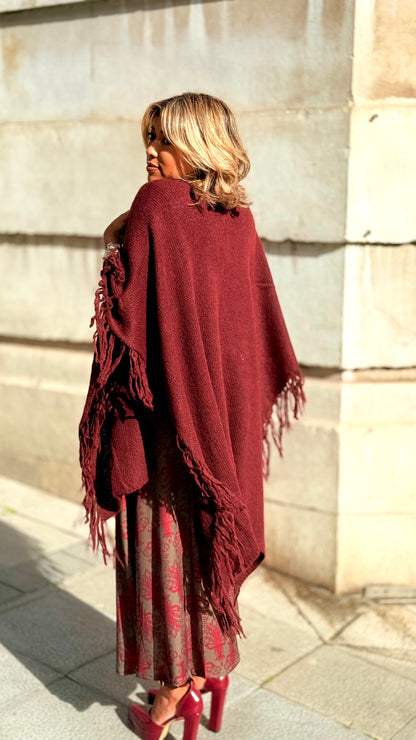 Poncho lana Granate