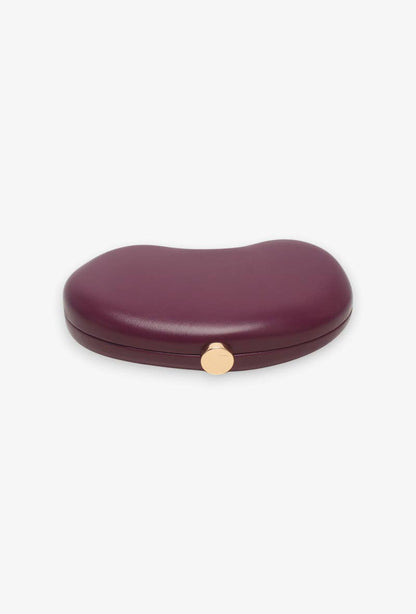 Bolso pochette, rígido, cierre de clip, forma de media luna