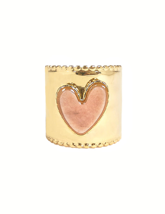 Anillo de Corazón de Acero Inoxidable: Piedra Sol