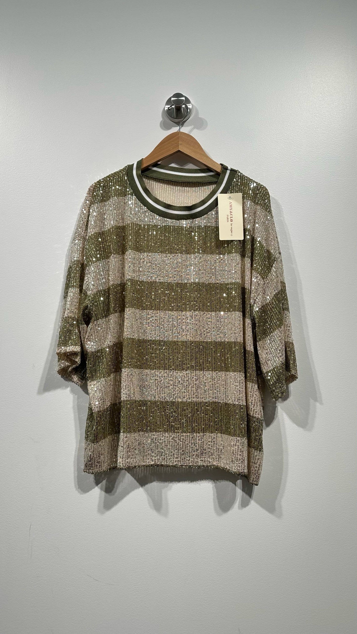 Top a rayas con lentejuelas: Azul / TÚ