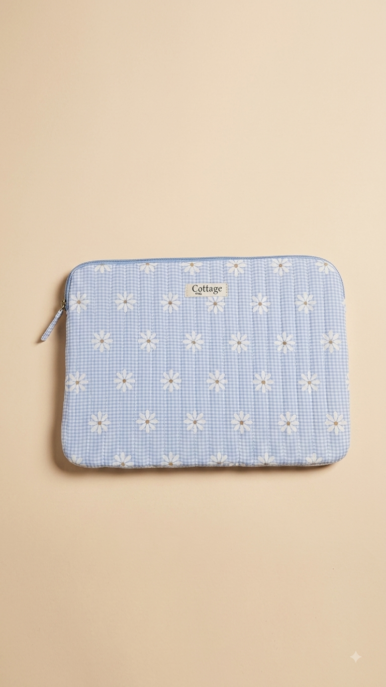 Funda para portátil de algodón: Bouquet coloré taupe
