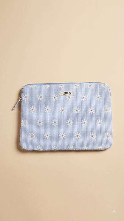 Funda para portátil de algodón: Bouquet coloré taupe