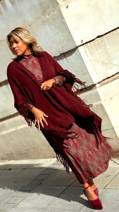 Poncho lana Granate