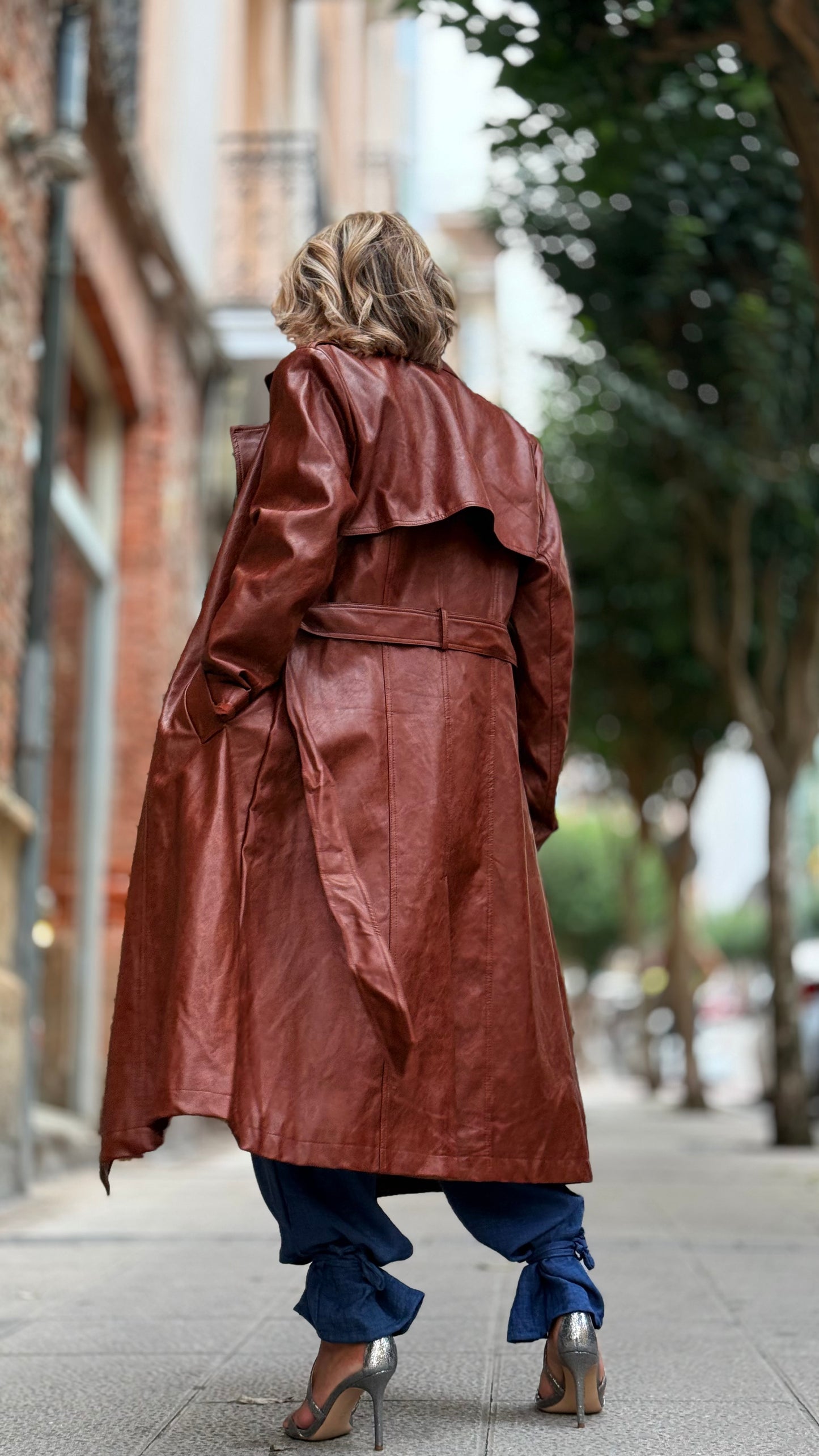 Trench larga Efecto piel