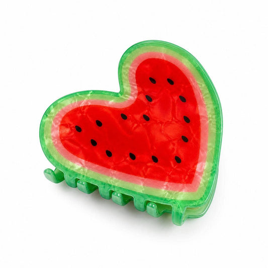 Pinza para el pelo corazón de sandía