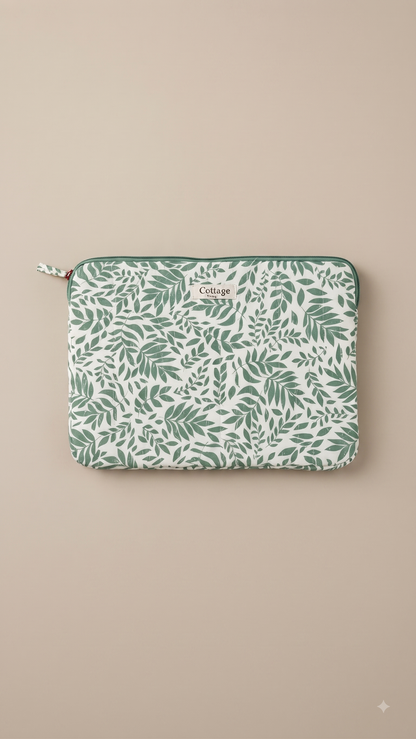 Funda para portátil de algodón: Bouquet coloré taupe