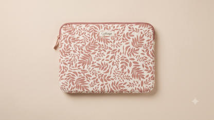 Funda para portátil de algodón: Bouquet coloré taupe