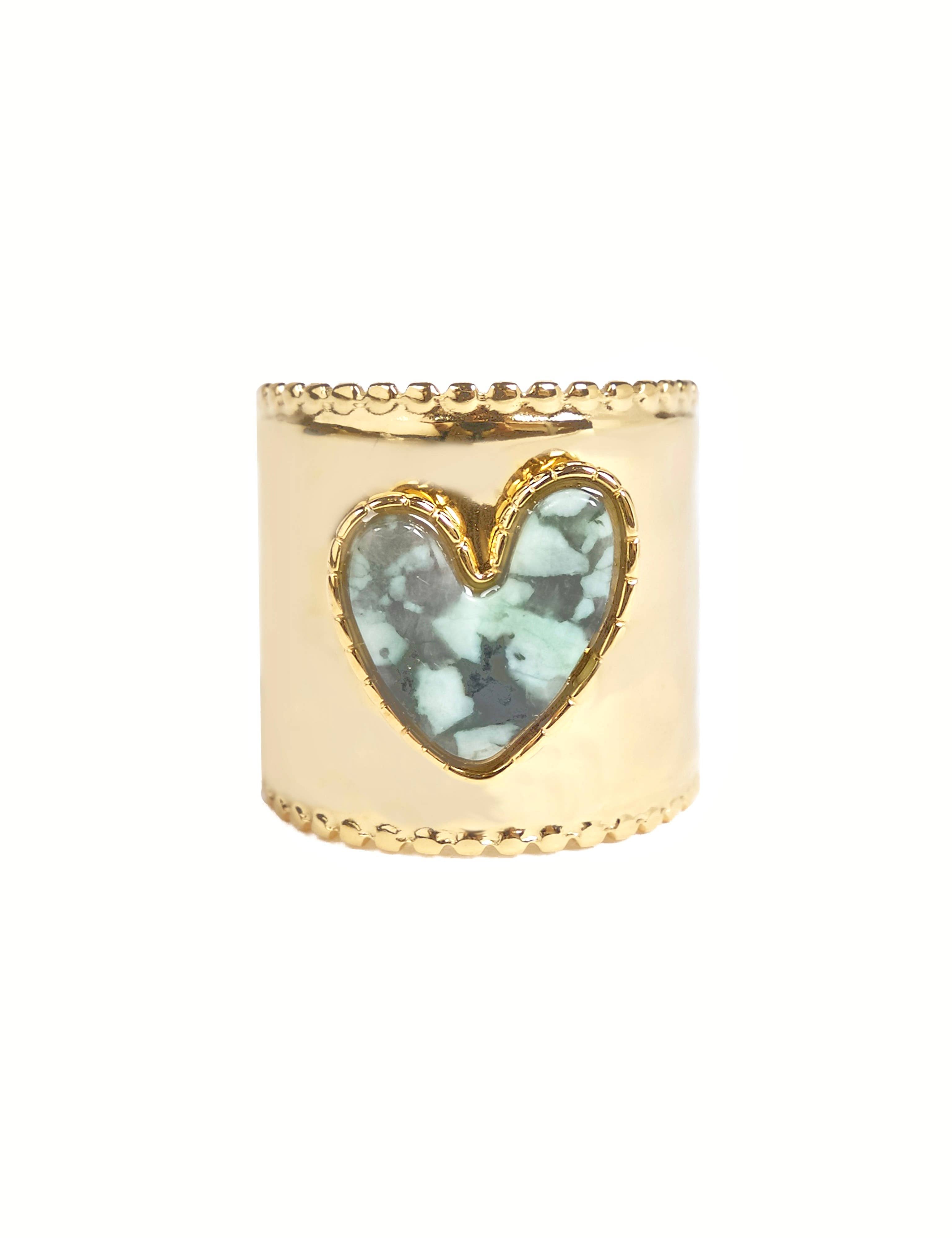 Anillo de Corazón de Acero Inoxidable: Amazonita