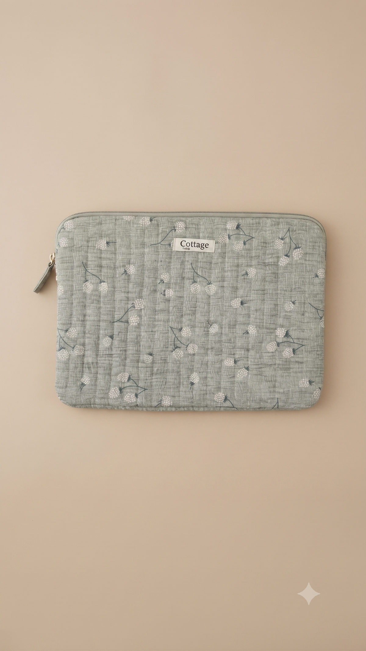 Funda para portátil de algodón: Bouquet coloré taupe