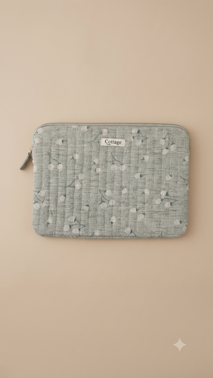 Funda para portátil de algodón: Bouquet coloré taupe