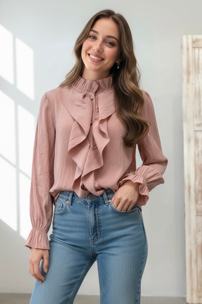 Blusa volante rosa