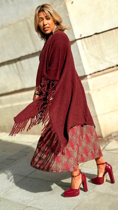 Poncho lana Granate