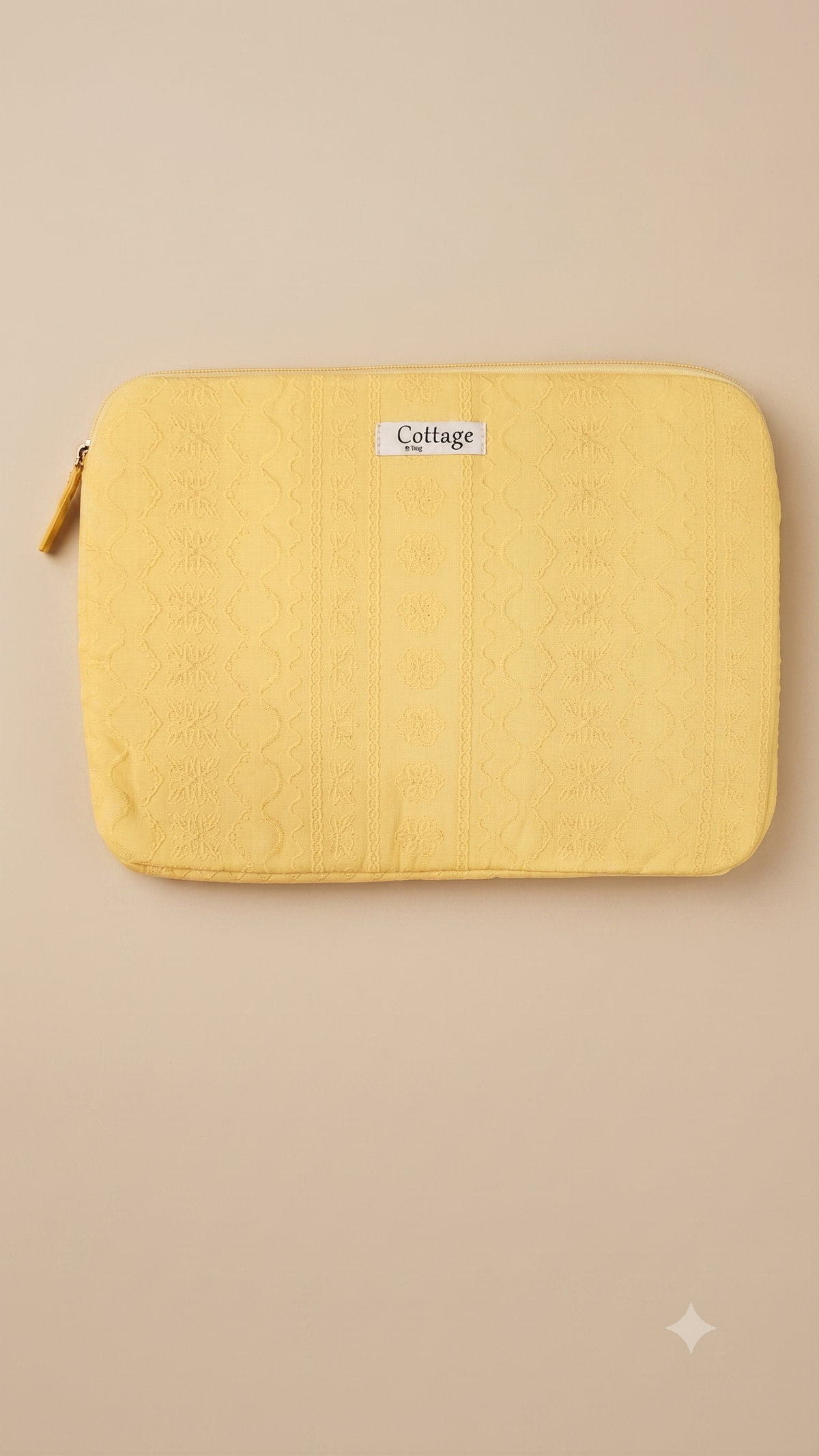 Funda para portátil de algodón: Bouquet coloré taupe