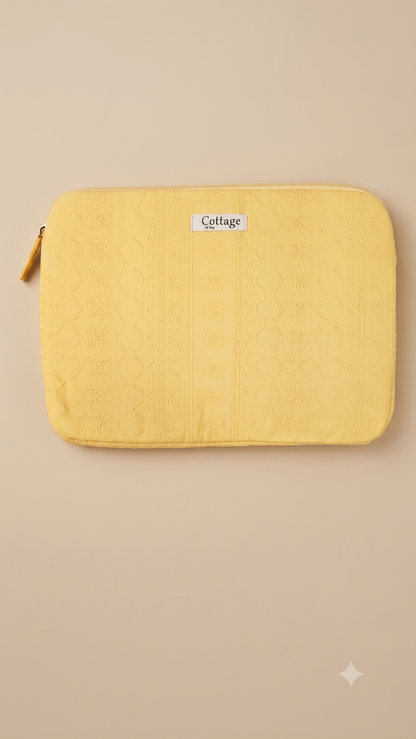 Funda para portátil de algodón: Bouquet coloré taupe