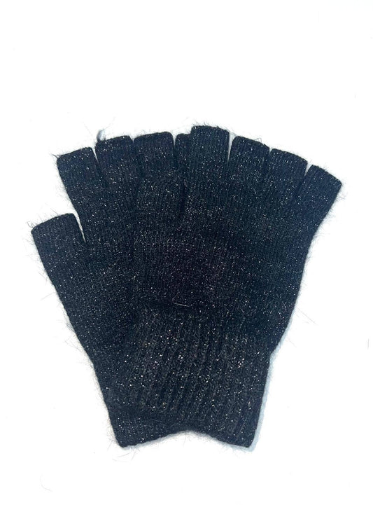 Manopla unisex de lúrex en lana de angora mezclada: Noir