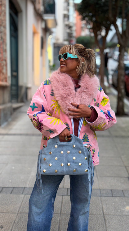 Chaqueta de terciopelo "Tigre": Rose